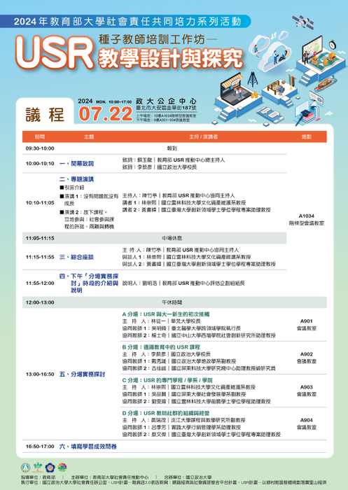 國立政治大學辦理113年教育部大學社會責任共同培力活動－《USR種子教師培訓工作坊》(另開新視窗/png檔)圖片